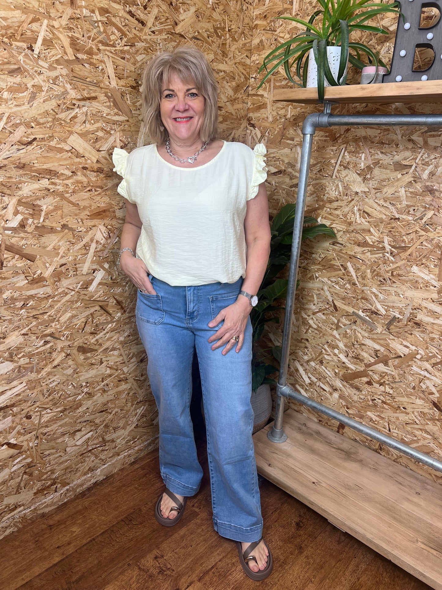 Lucie Frill Button Back Top