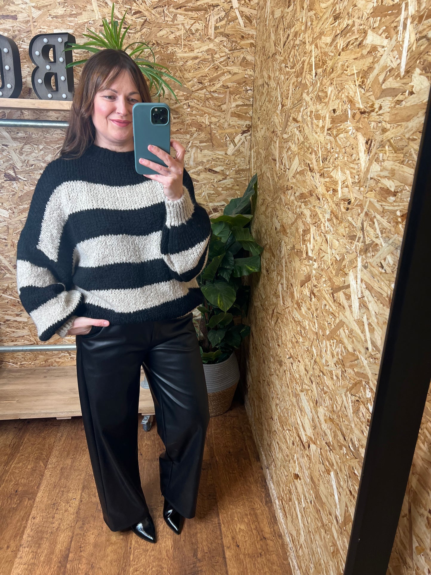 Stripe Balloon Sleeve Knit