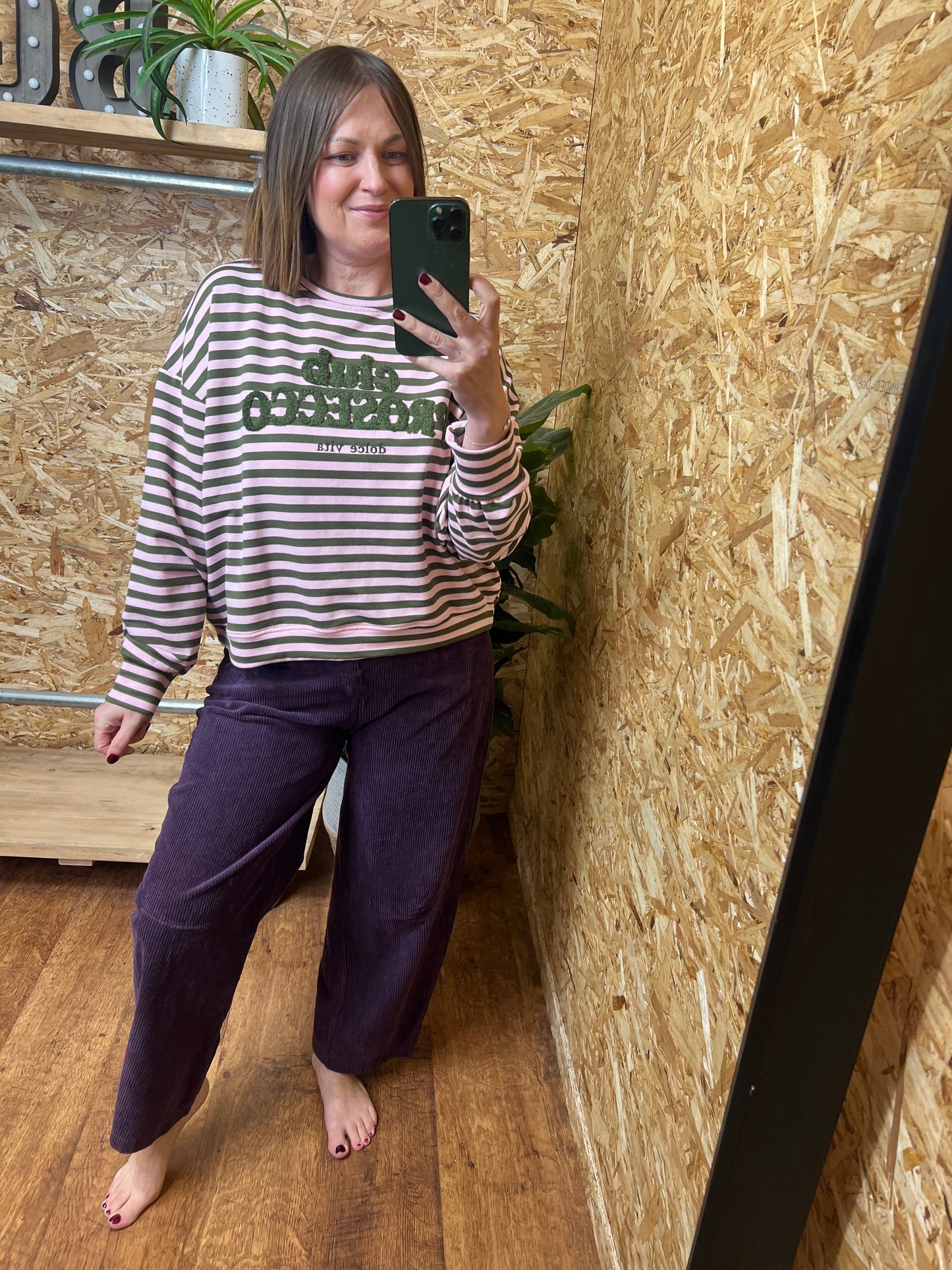 Cord Barrel Leg Trousers