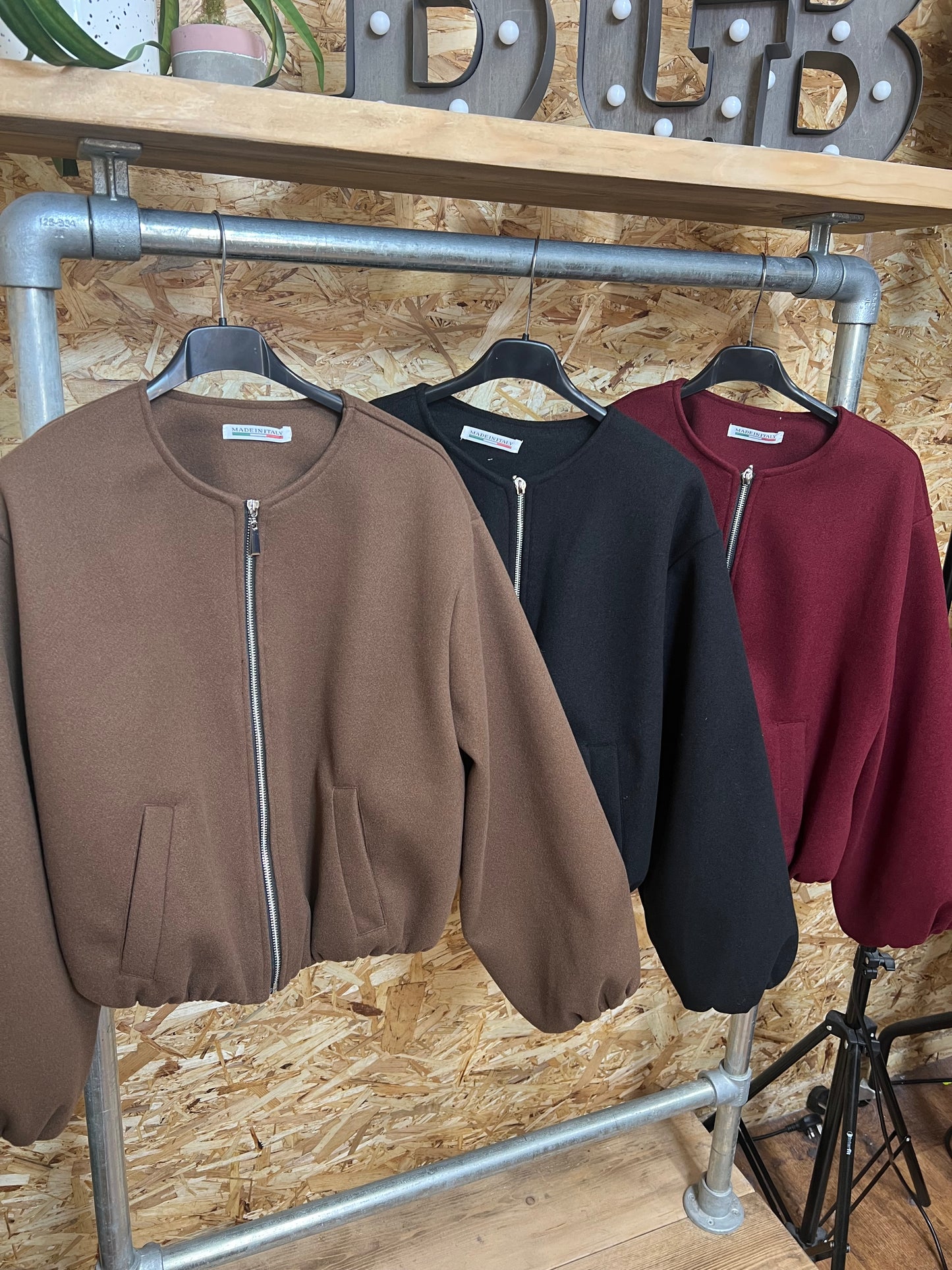 Collarless Bomber Jacket