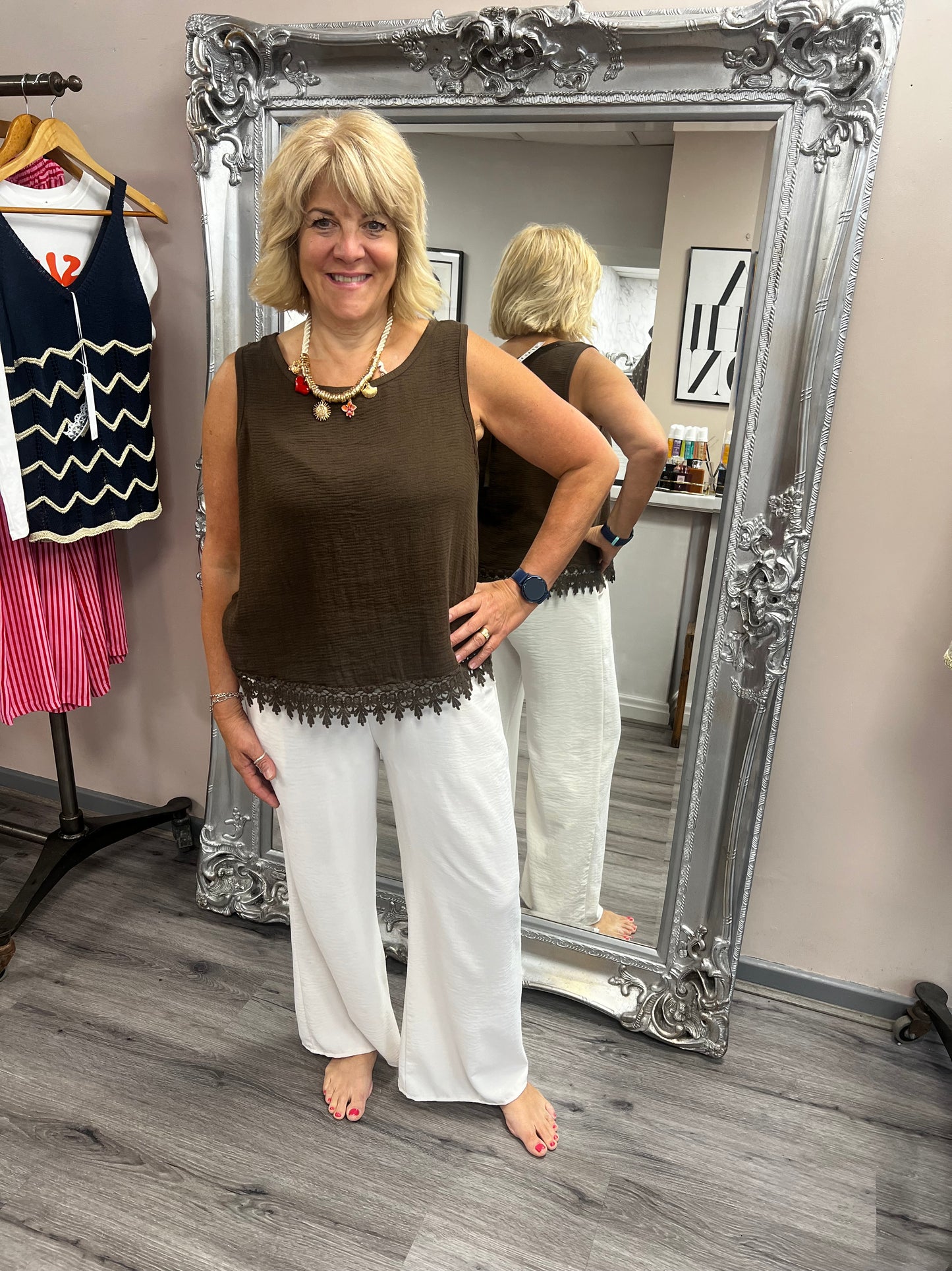 Crochet Trim Sleeveless Top