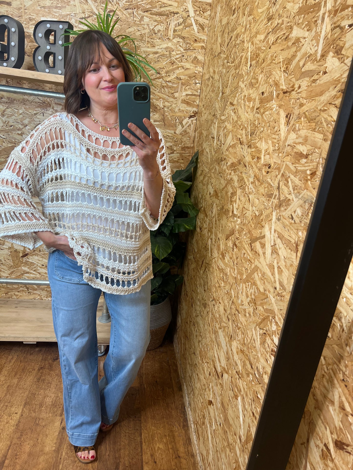 Simone Metallic Crochet Top