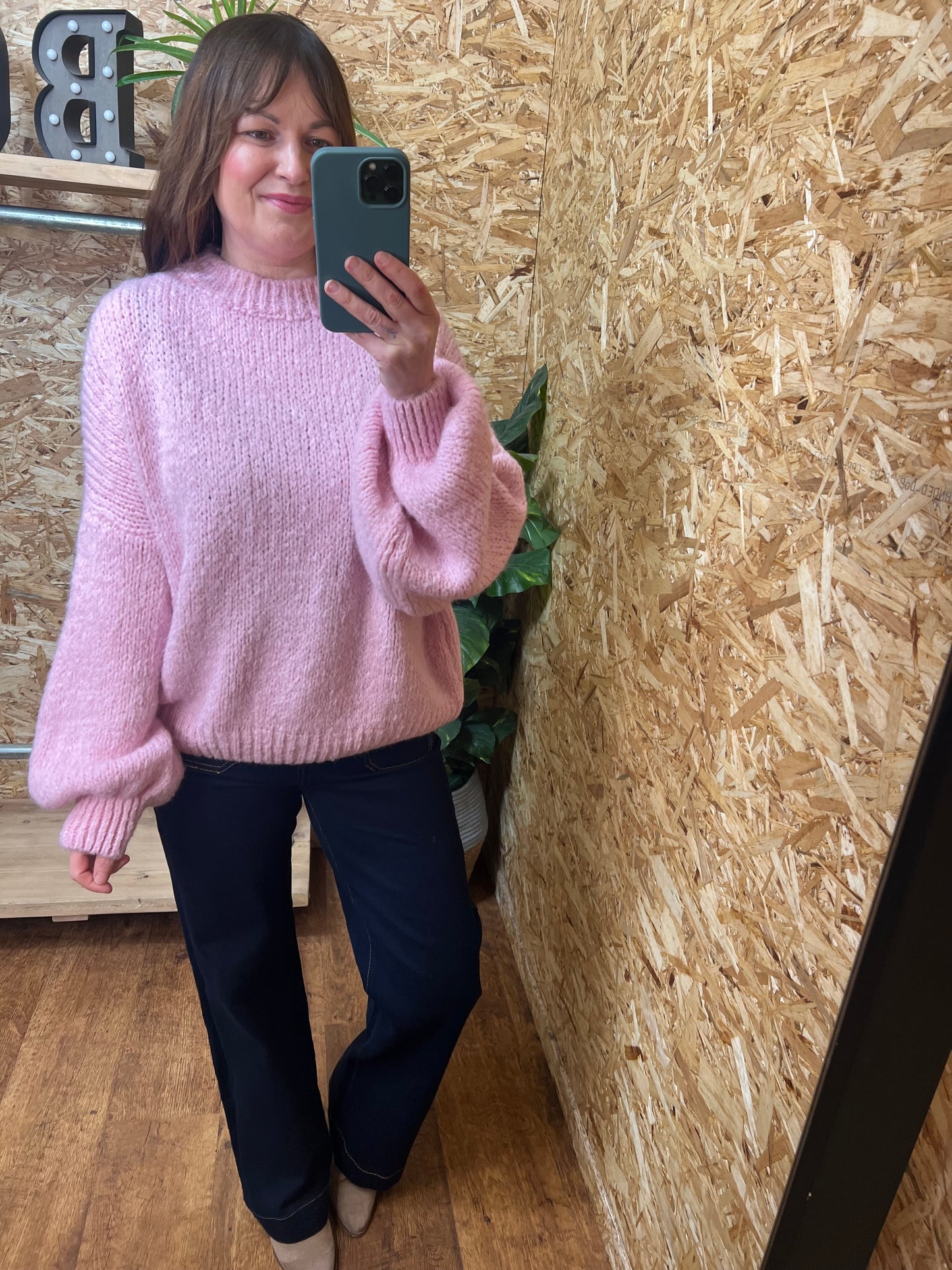 Balloon Sleeve Knit- Candy Pink