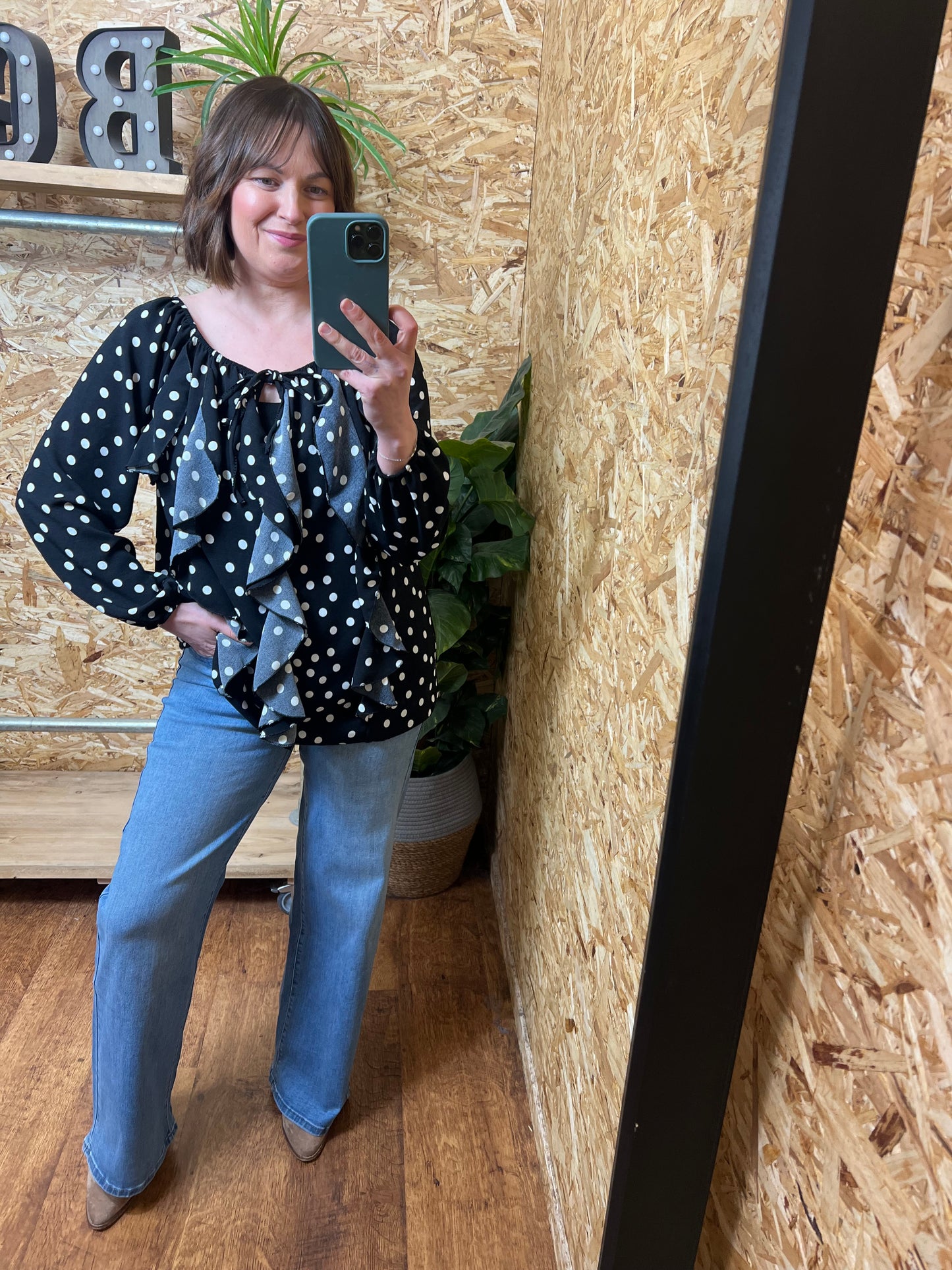 Polka Dot Frill Blouse