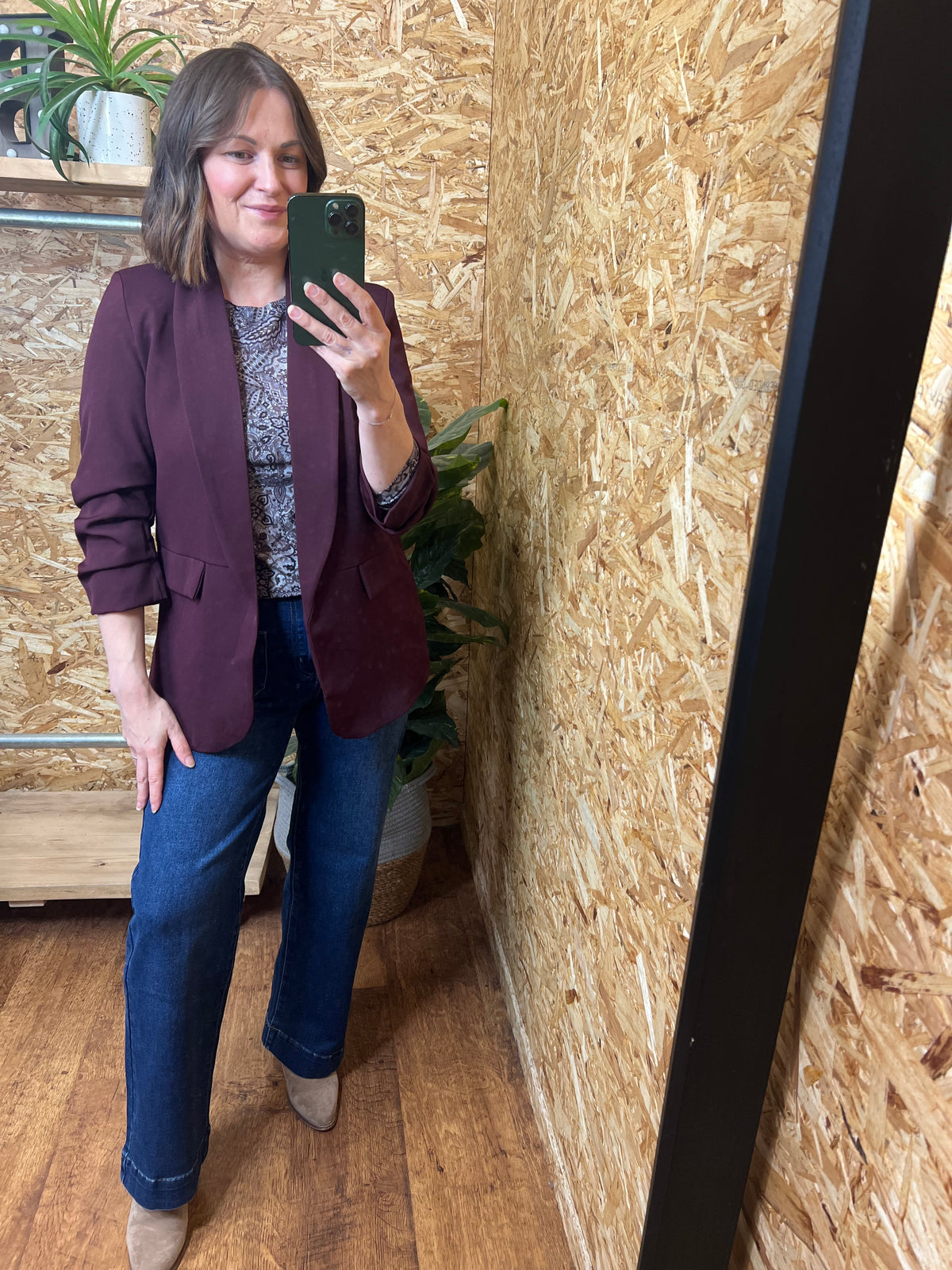 Ruched Sleeve Blazer