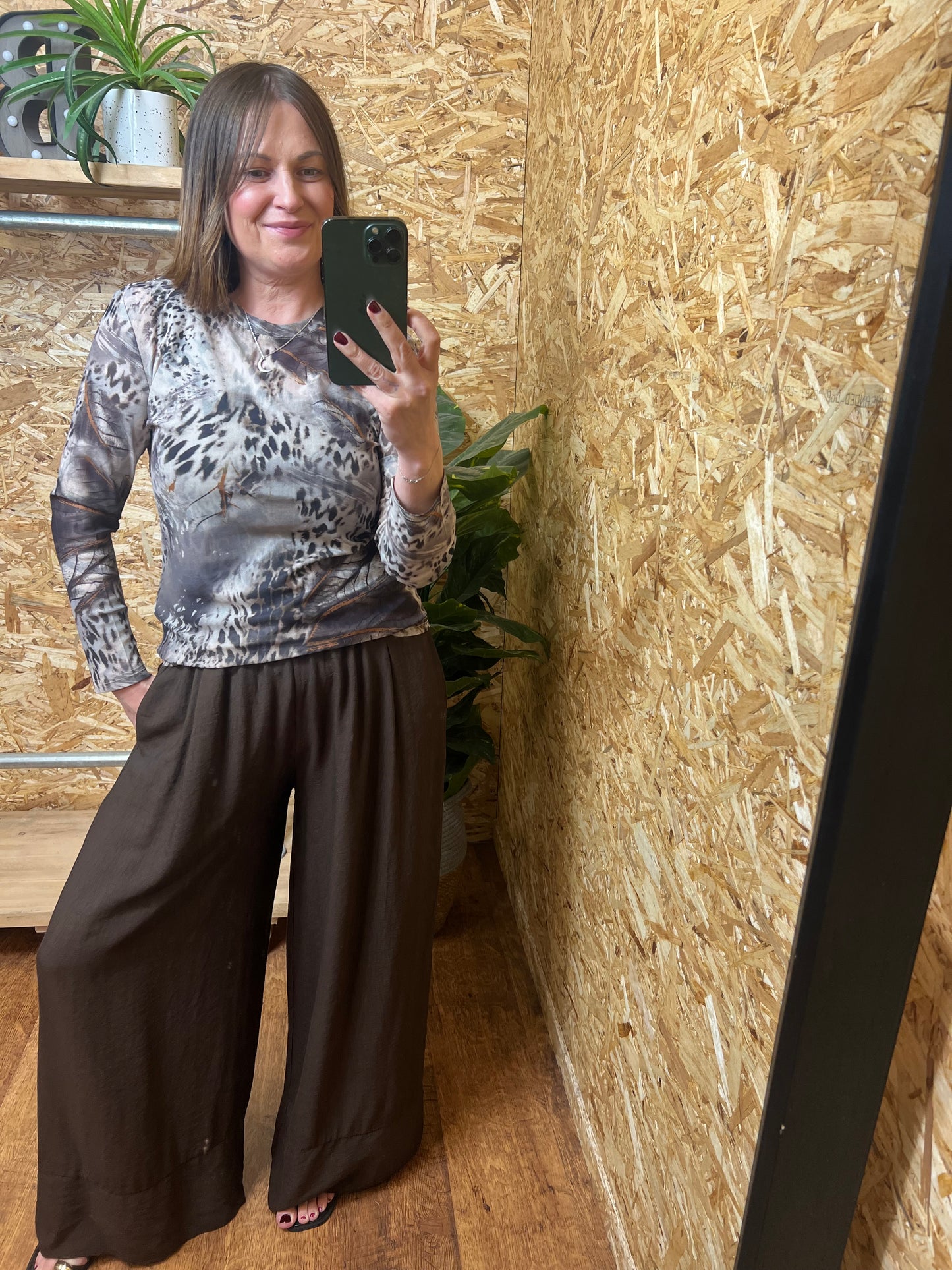 Abstract Animal Print Mesh Top
