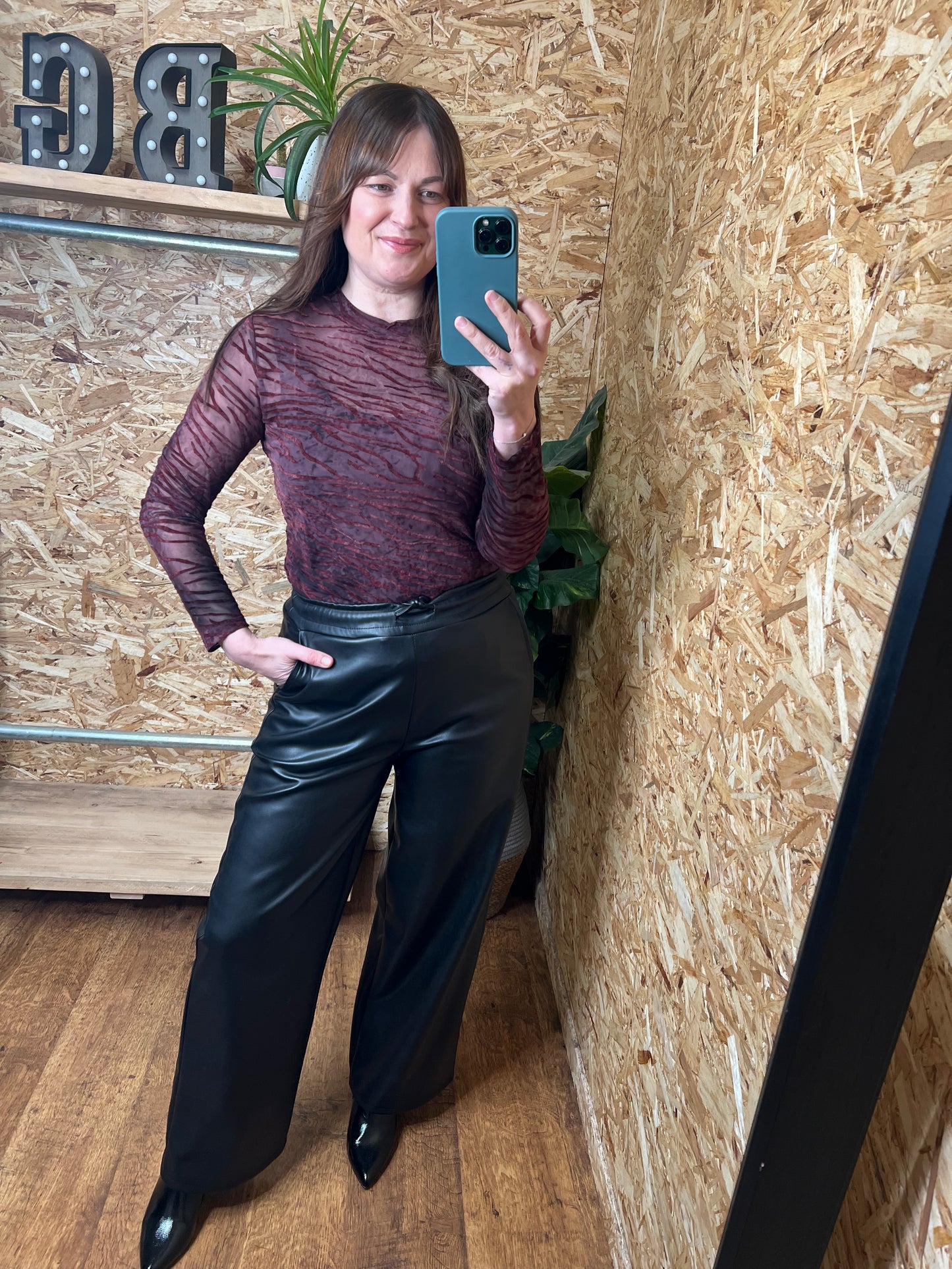 Zebra Devore Mesh Top