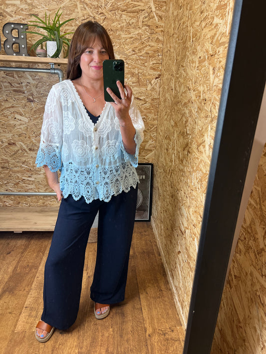 Talia Ombre Button Top