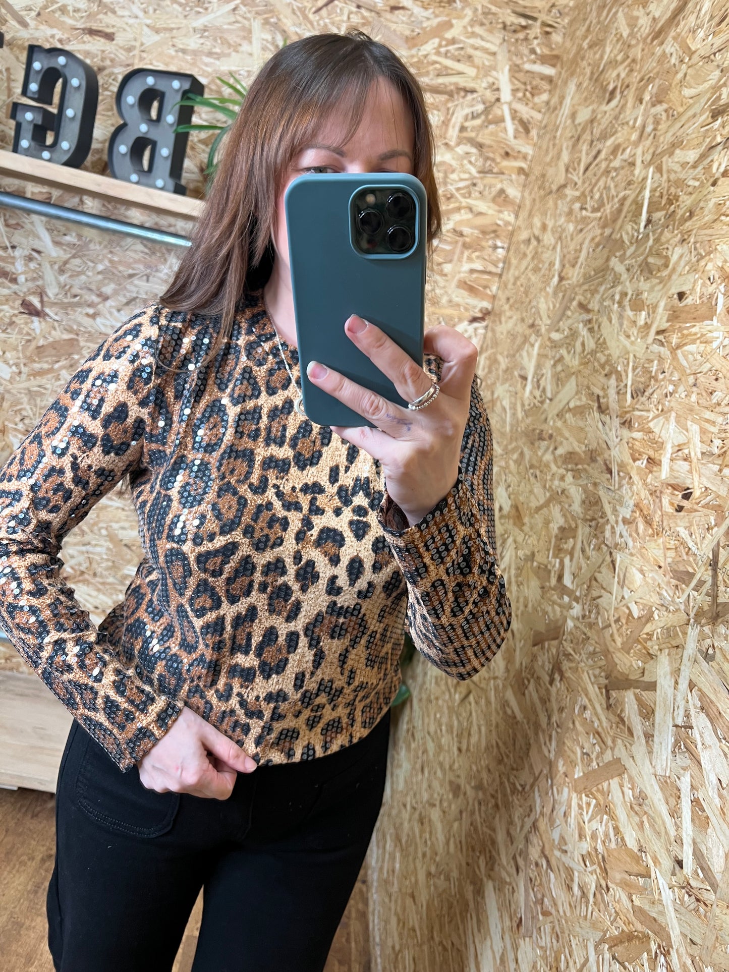 Leopard Sequin Top