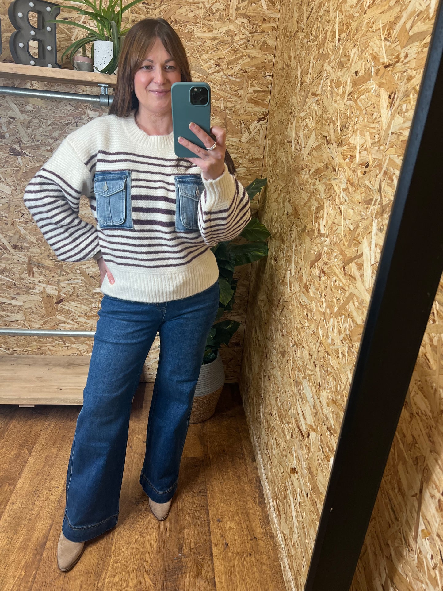 Denim Pocket Stripe Knit