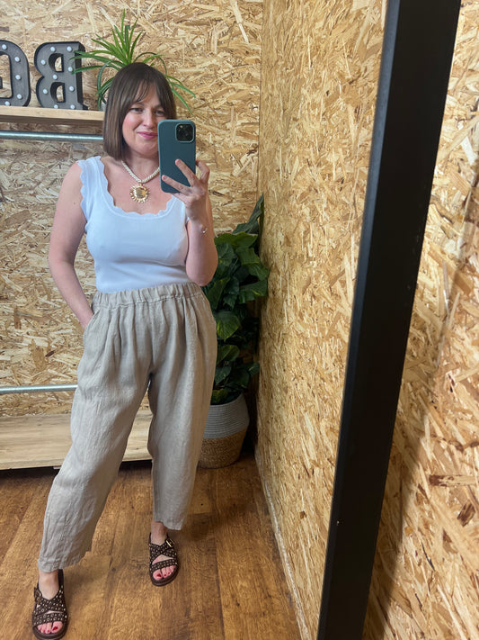 Linen Tapered Trousers