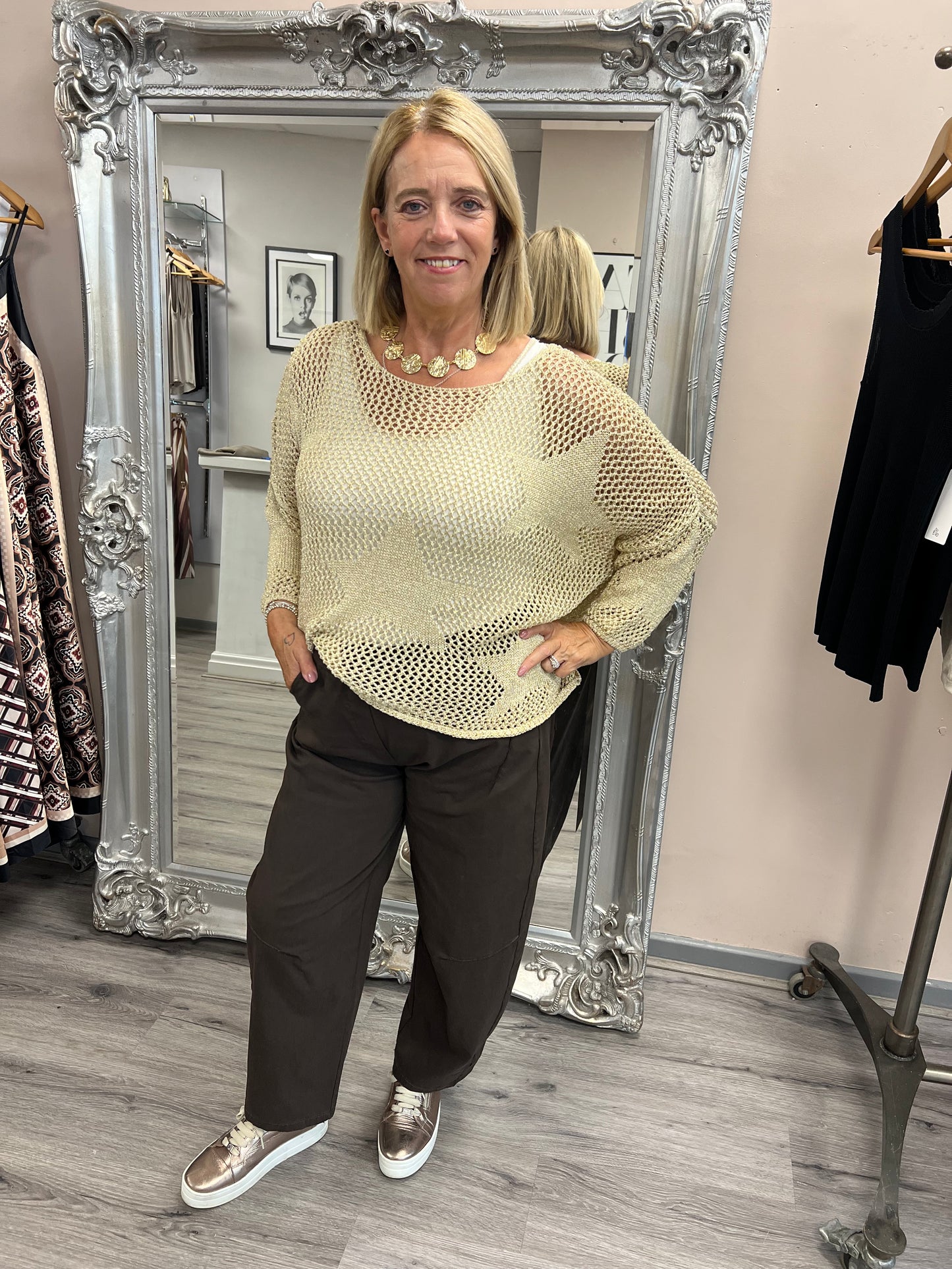 Pre Order*Due 12th Aug Gold Lurex Star Knit
