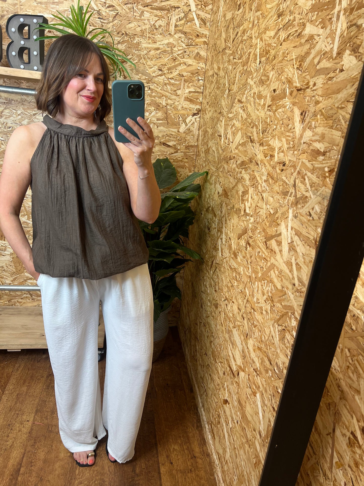 Crinkle Halter Tie Top