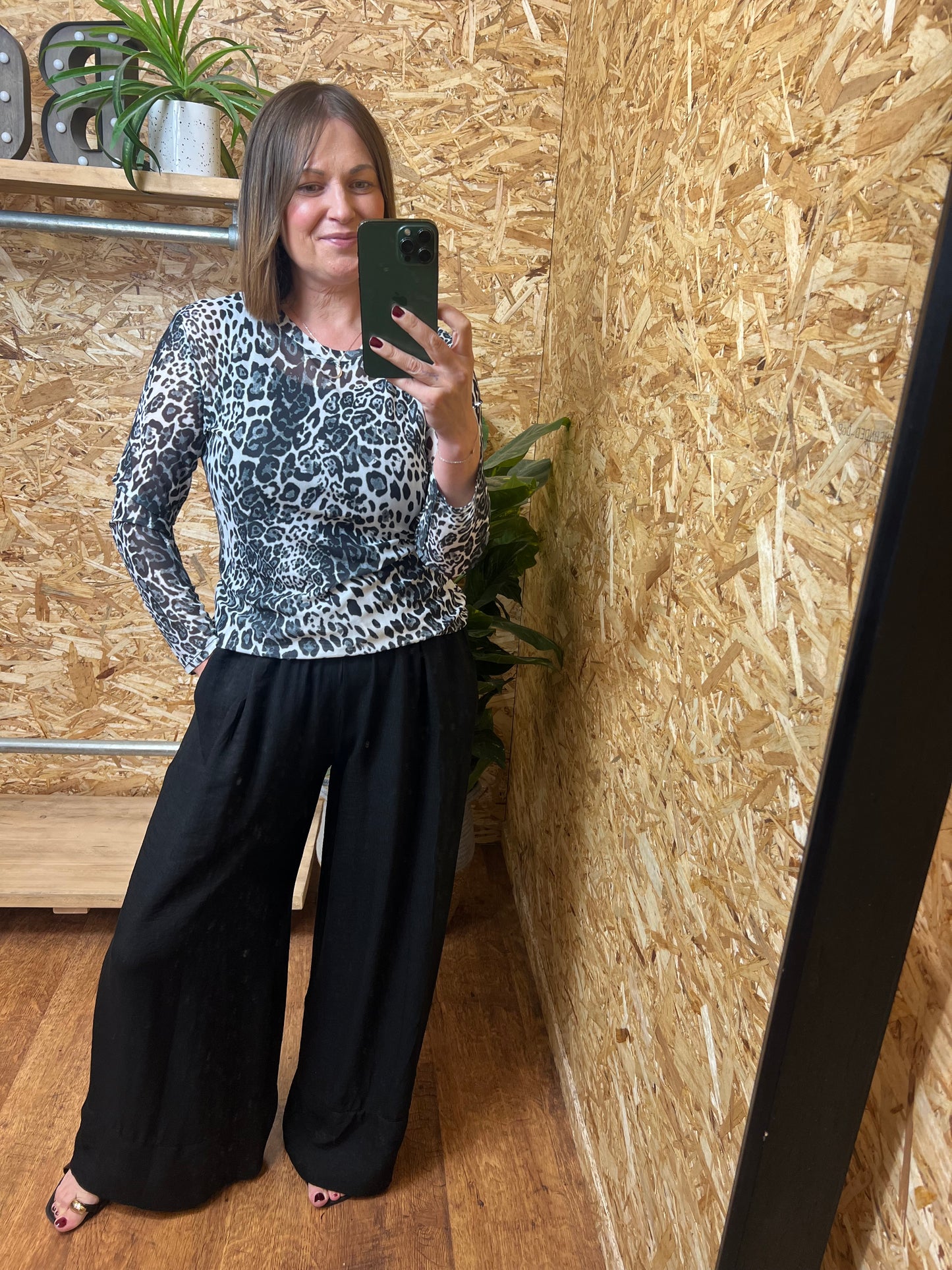 Animal Print Mesh Top