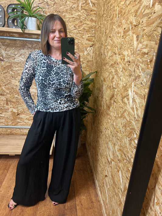 Animal Print Mesh Top