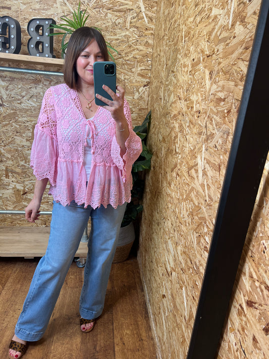 Lace & Crochet Tie Top