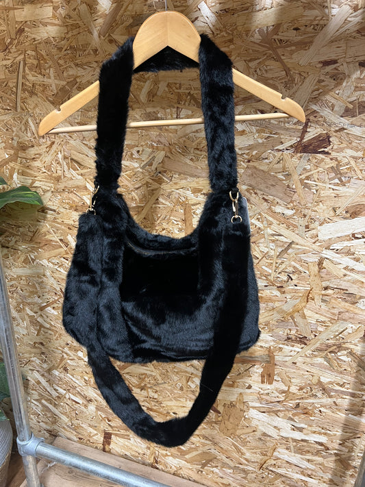 Faux Fur Bag- Black