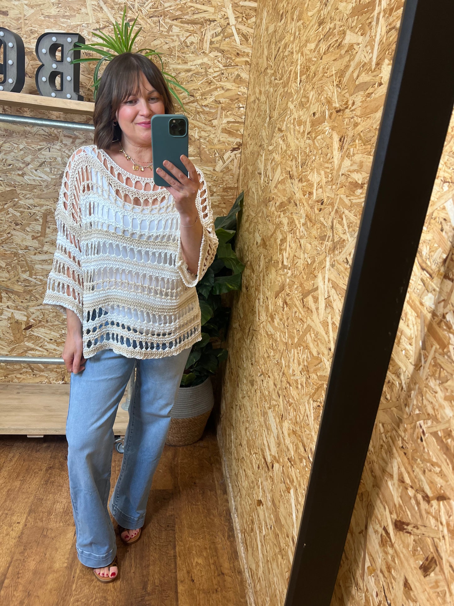 Simone Metallic Crochet Top