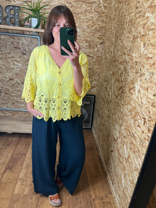Lana Crochet Button Top