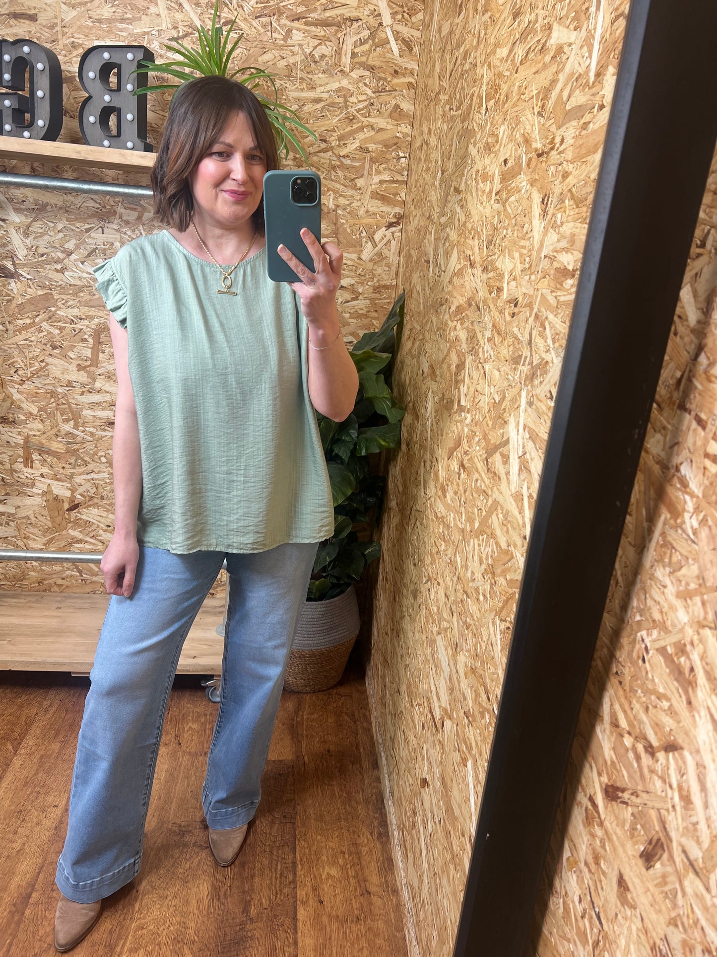 Lucie Frill Button Back Top