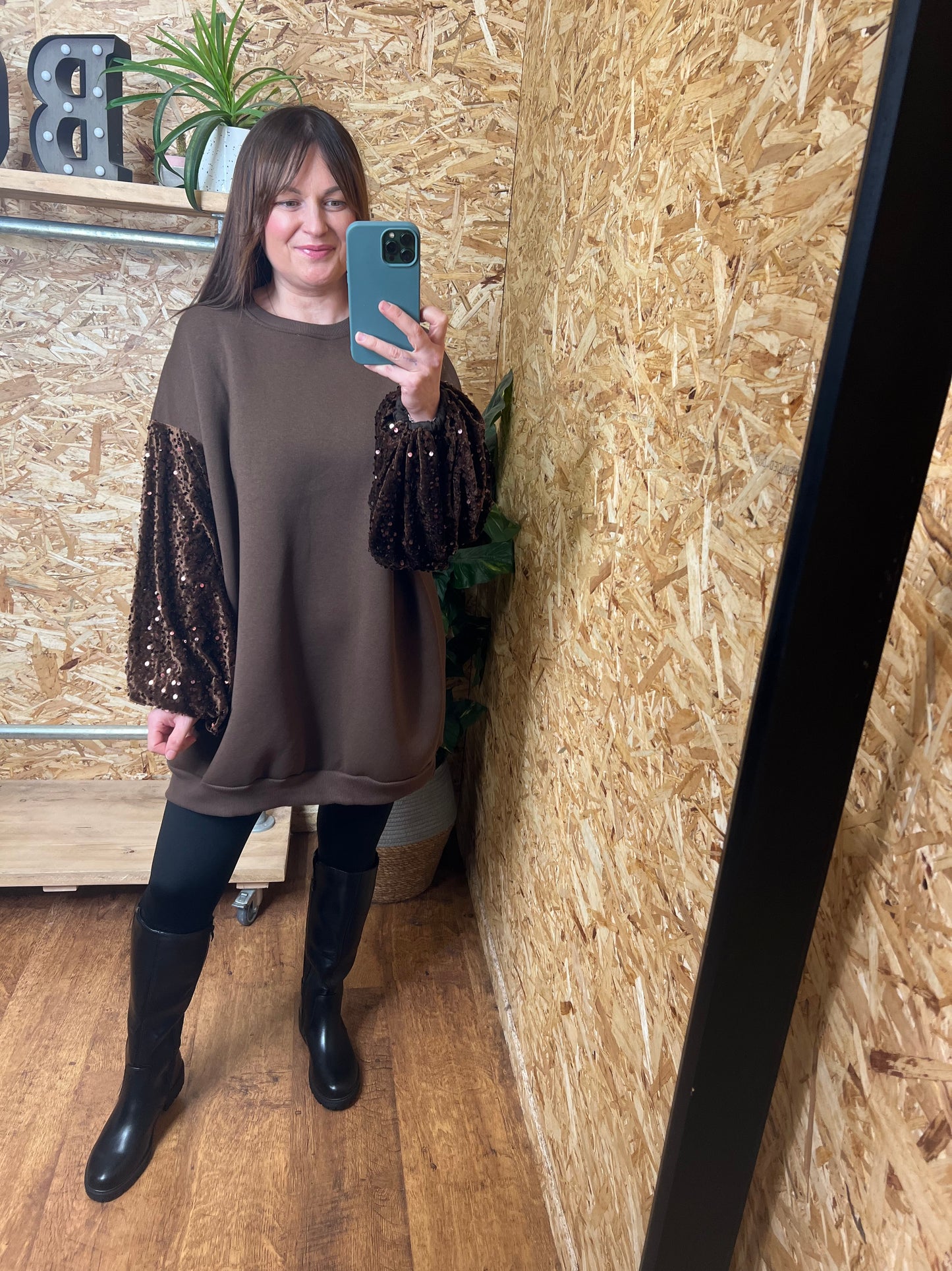 Sequin Sleeve Sweater/Dress