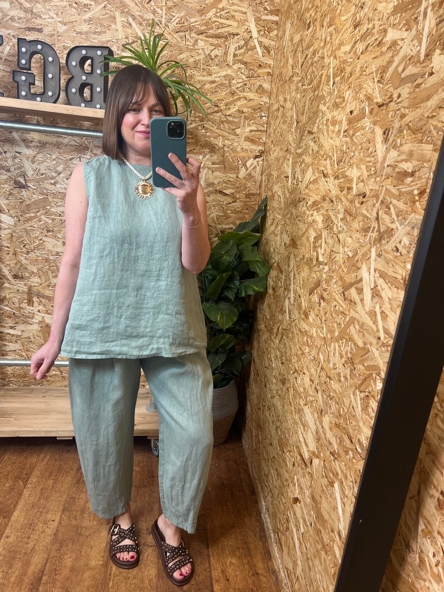 Lottie Linen Button Back Top