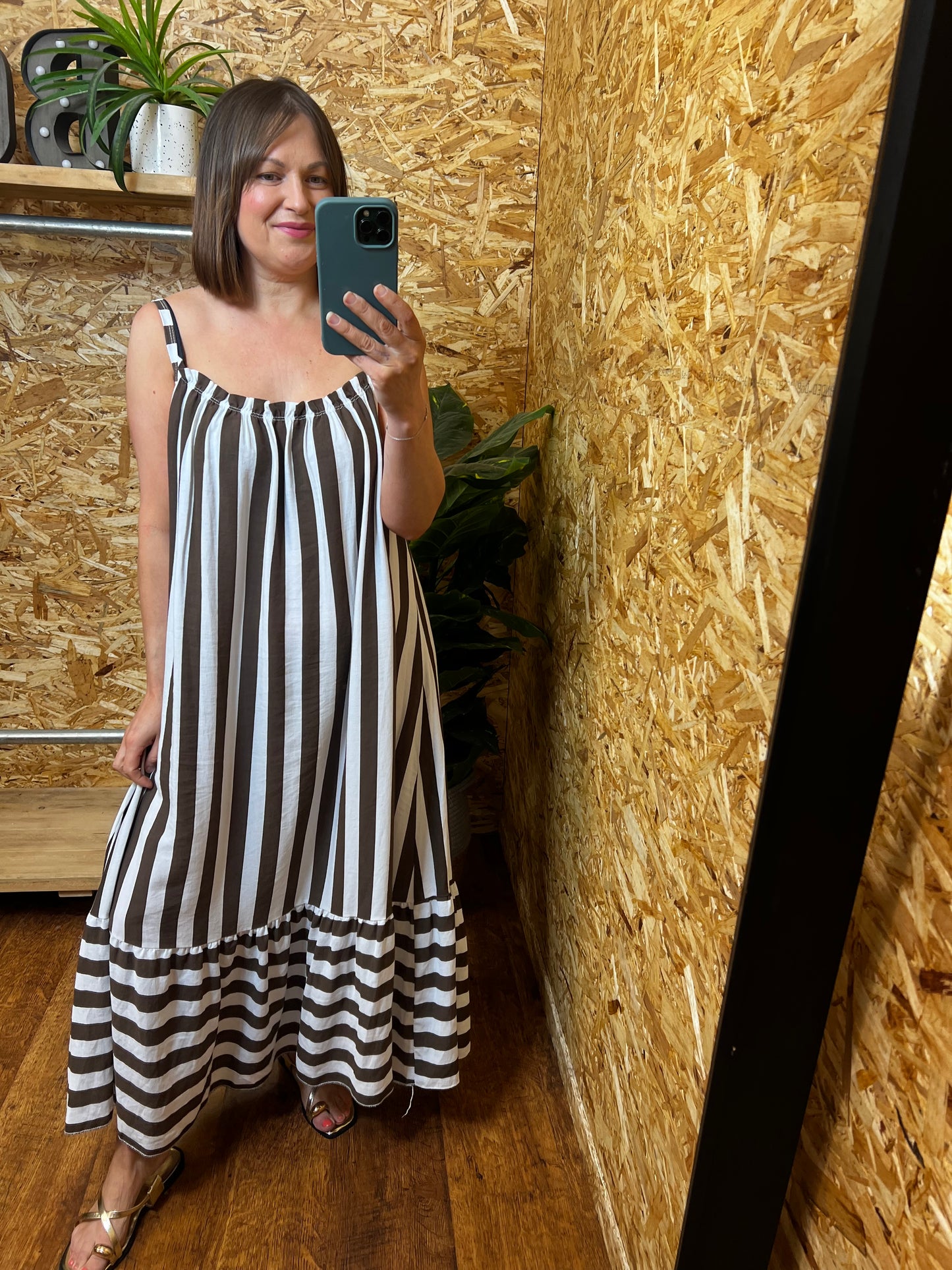 Stripe Maxi Dress - Chocolate