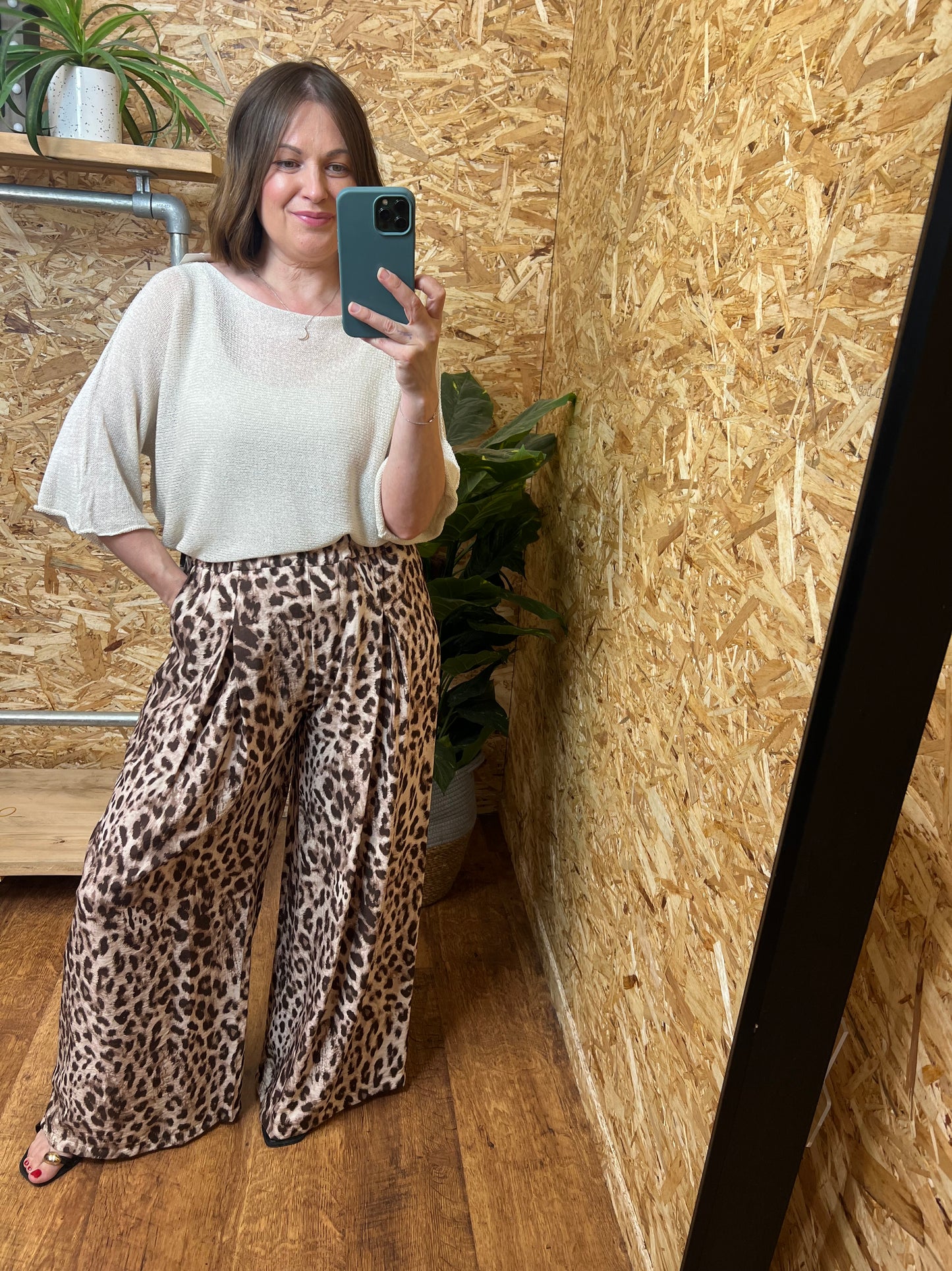Leopard Wide Leg Trousers