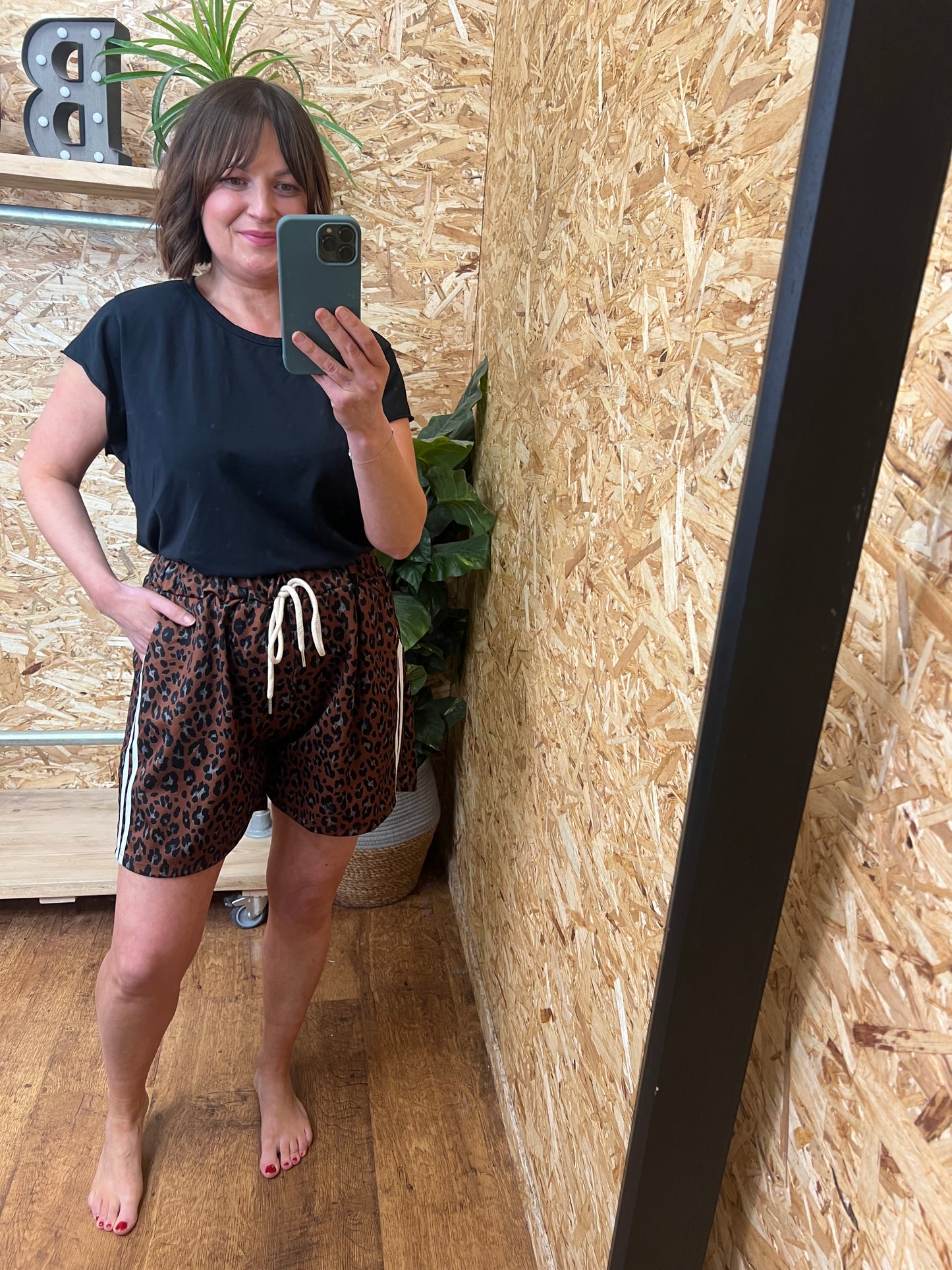 Leopard Side Stripe Shorts