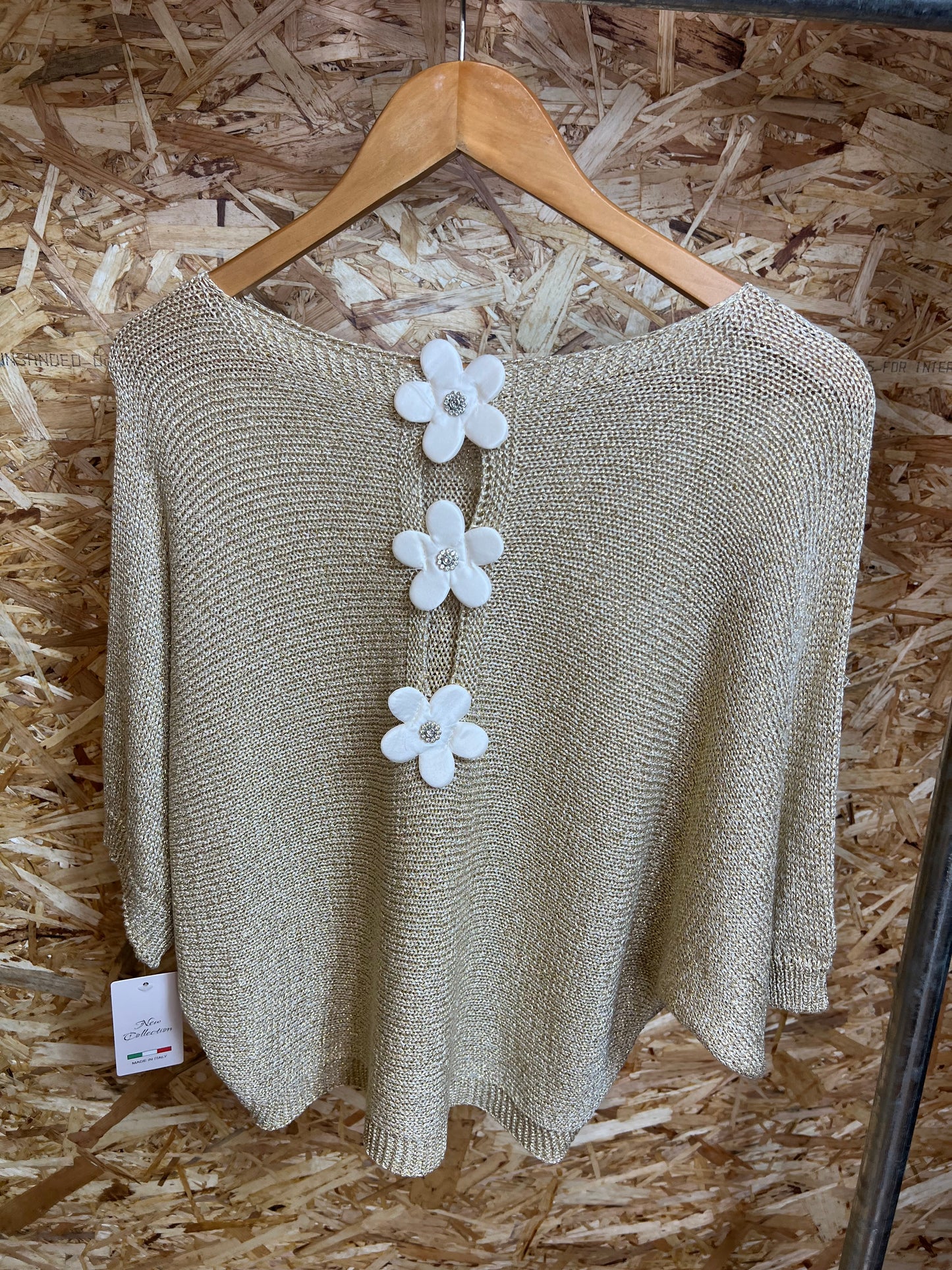 Gold Lurex Daisy Back Knit
