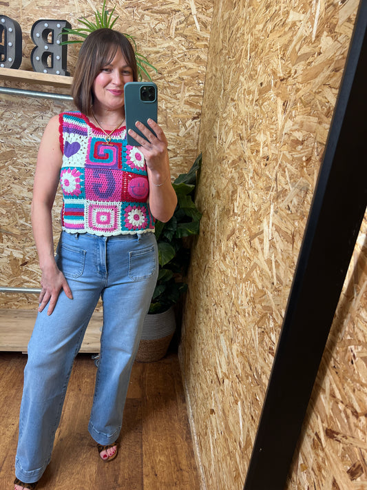 Smiley Heart Crochet Top