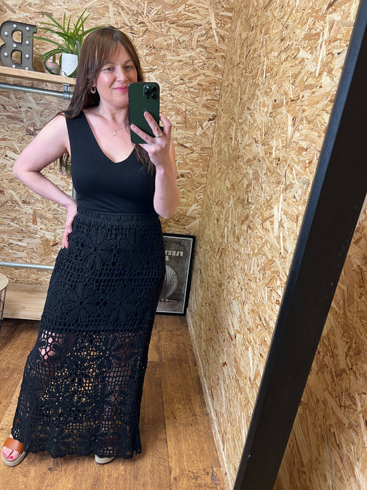 Black Crochet Skirt