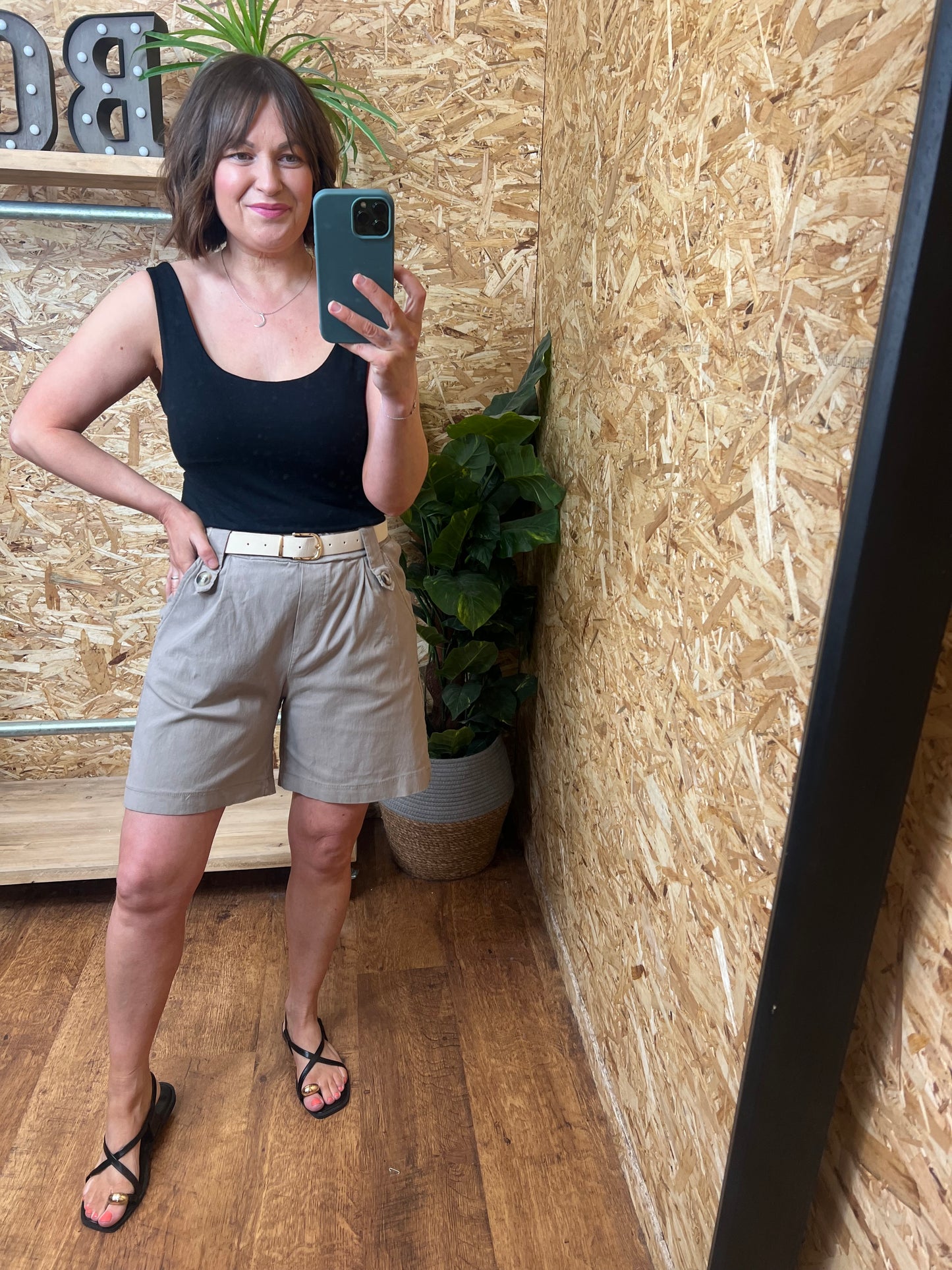 Belted Button Shorts