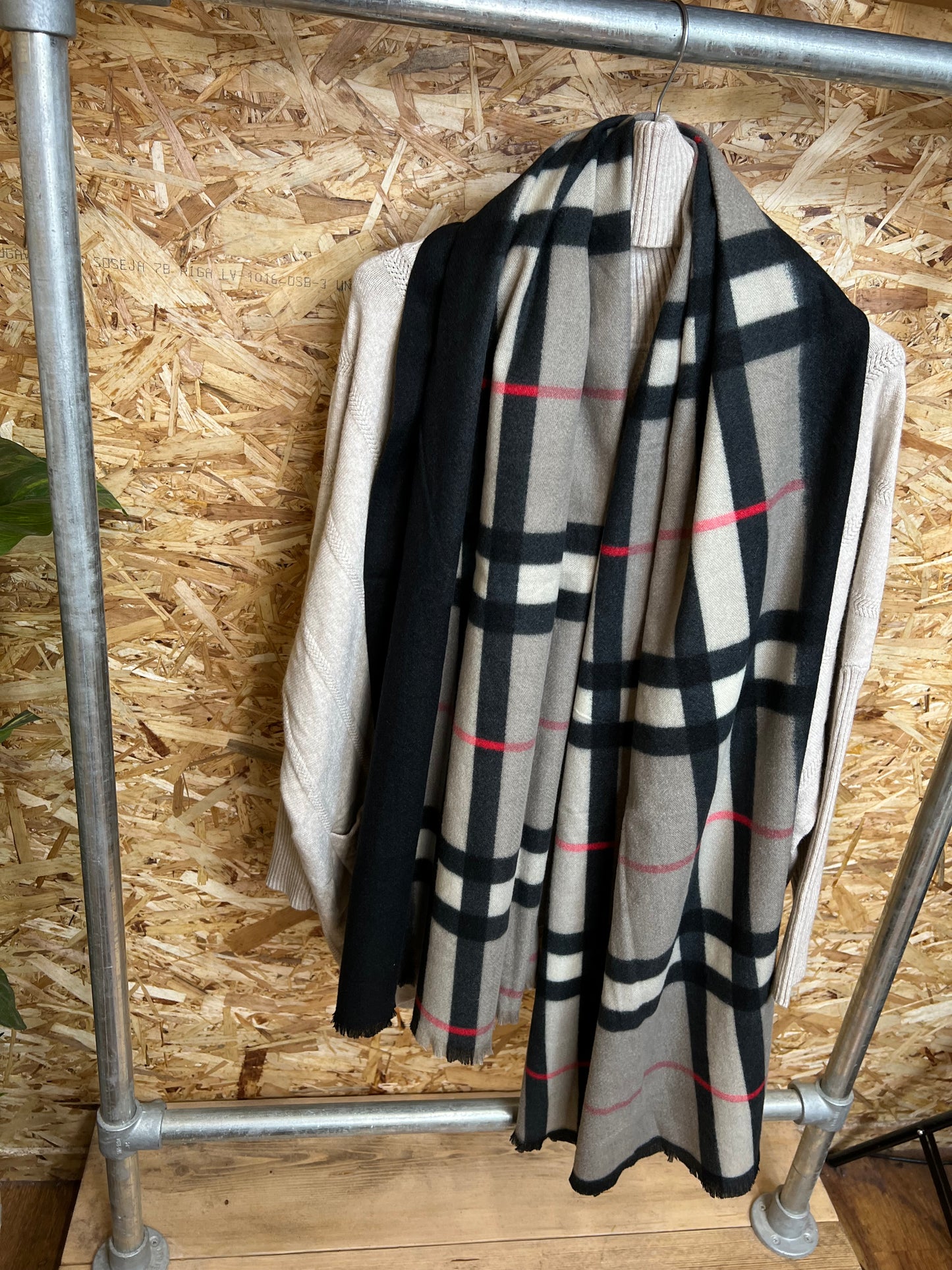 Large Checked Scarf
