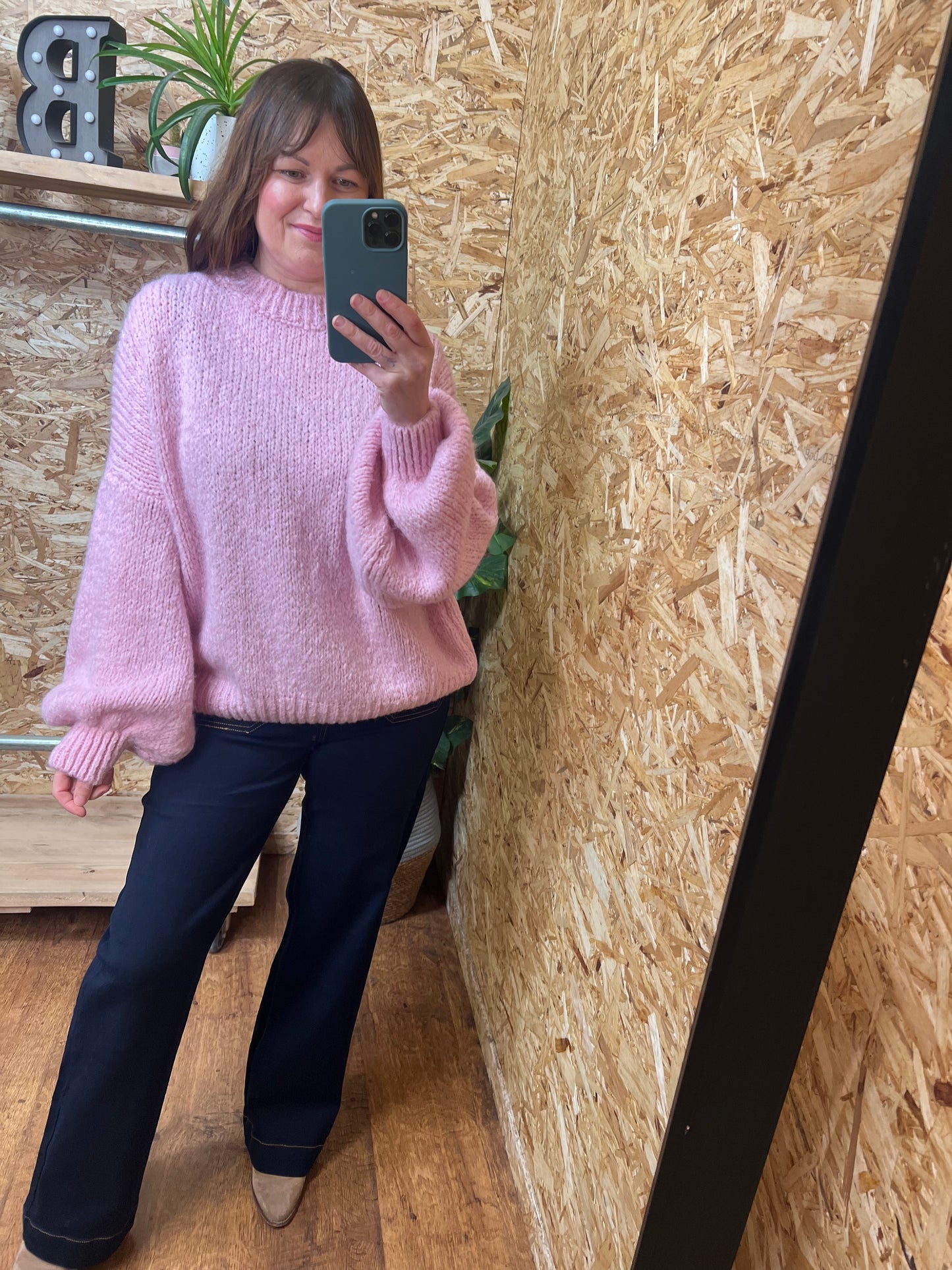 Balloon Sleeve Knit- Candy Pink