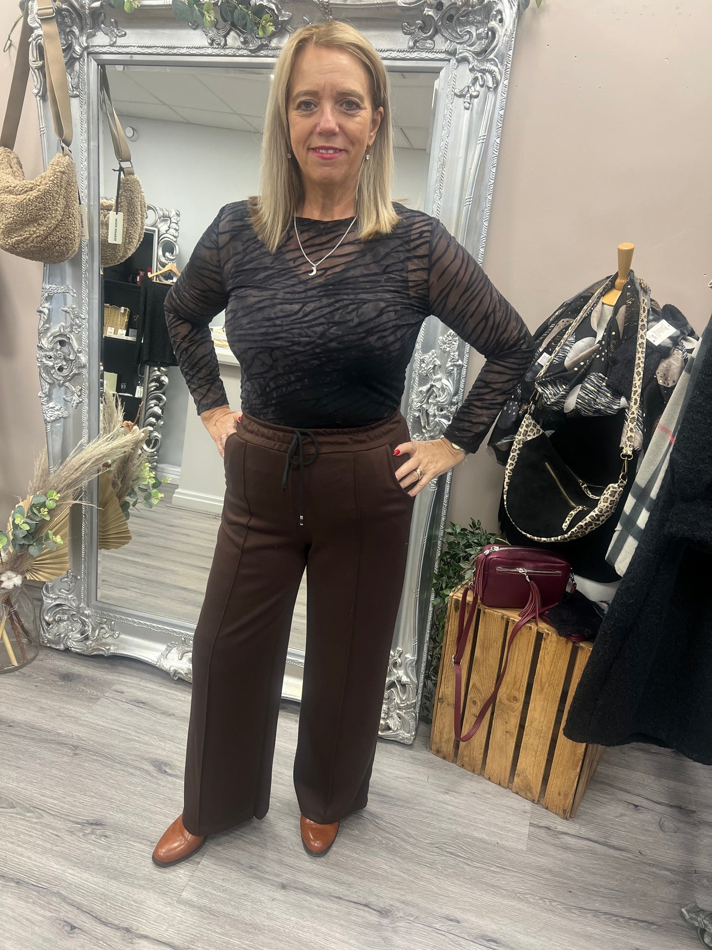 Zebra Devore Mesh Top