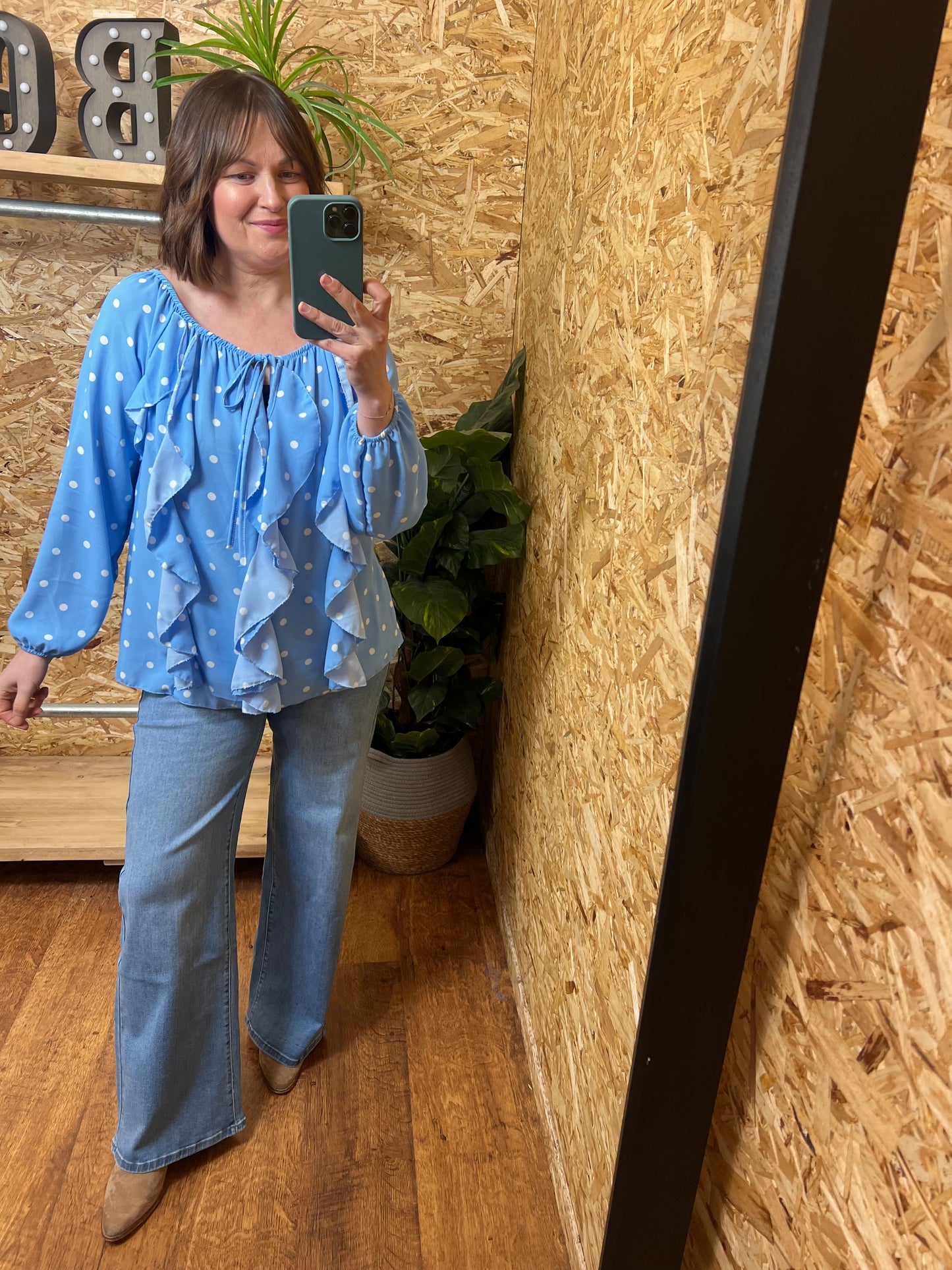 Polka Dot Frill Blouse