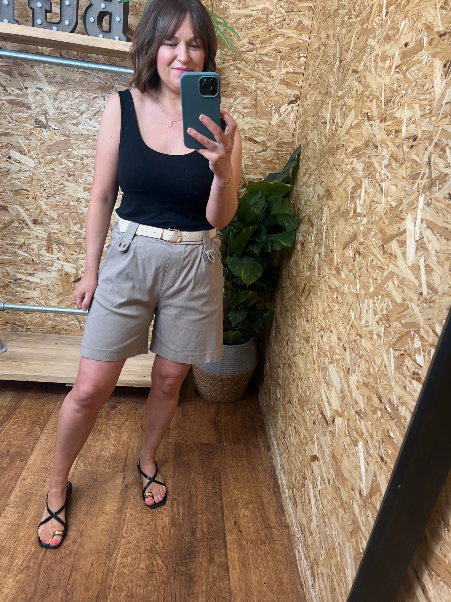 Belted Button Shorts