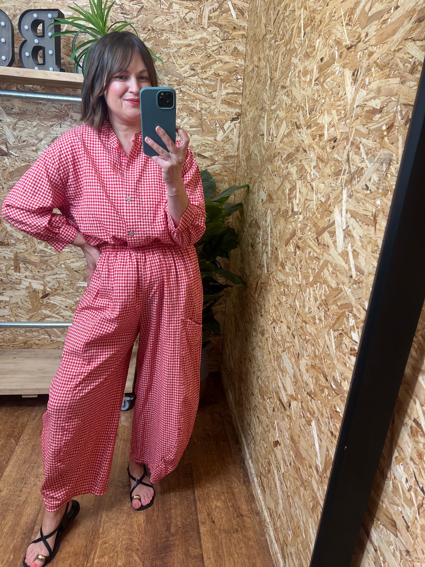 Gingham Barrel Trousers