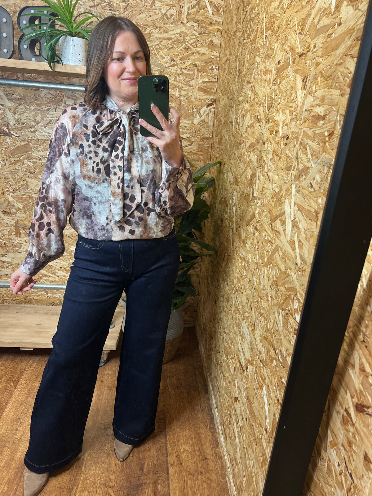 Animal Print Pussy Bow Blouse