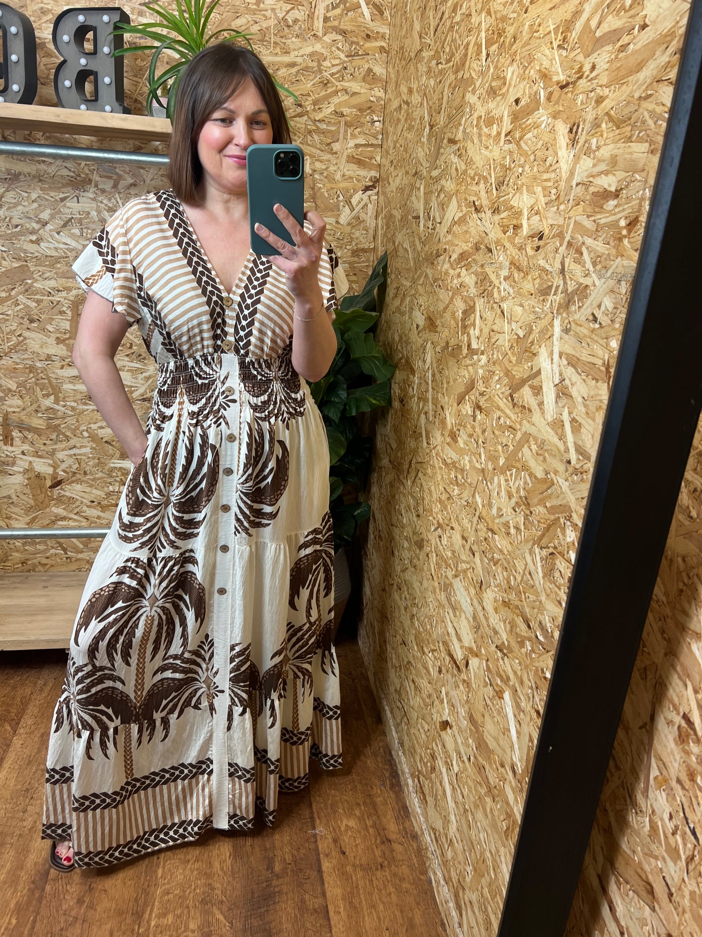 Palm Print Maxi Dress
