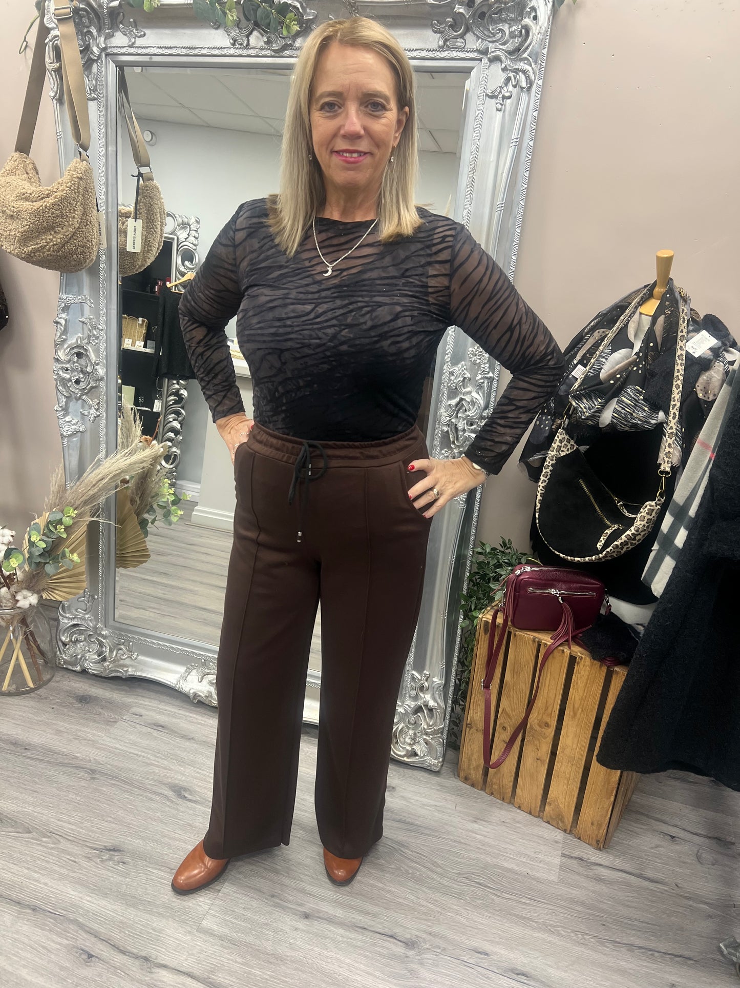 Zebra Devore Mesh Top