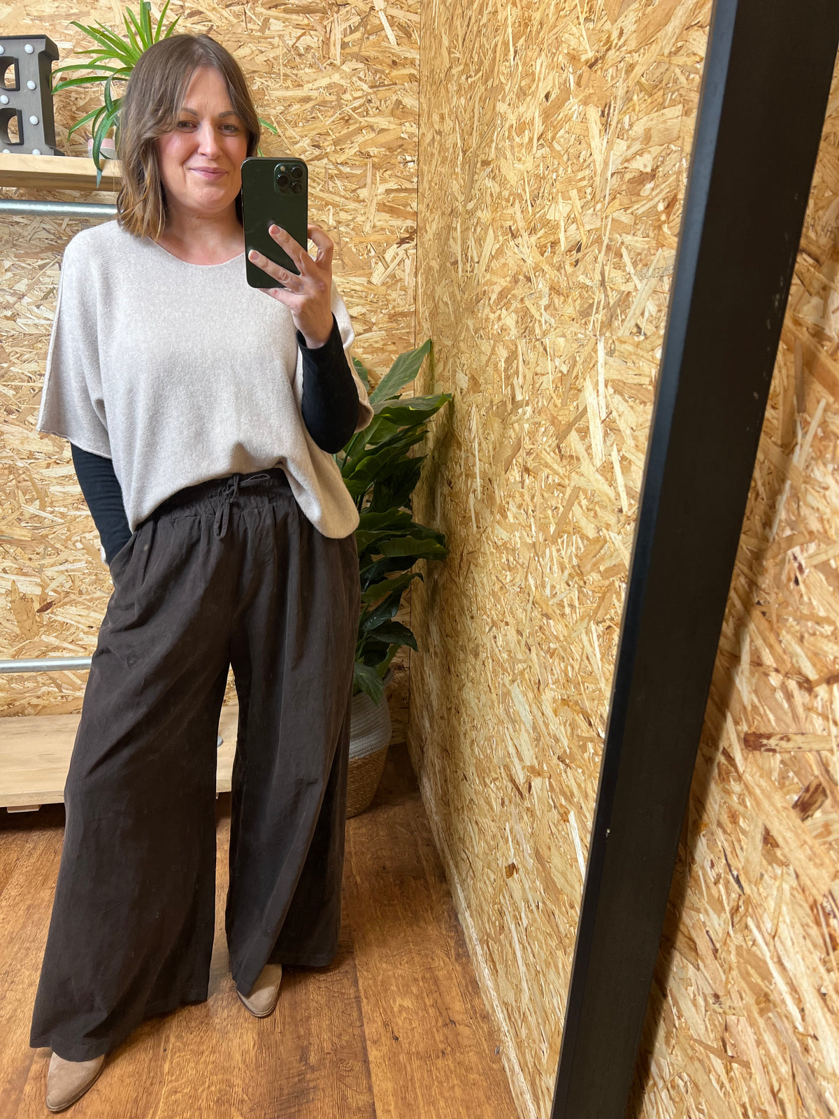 Needlecord Wide Leg Trousers