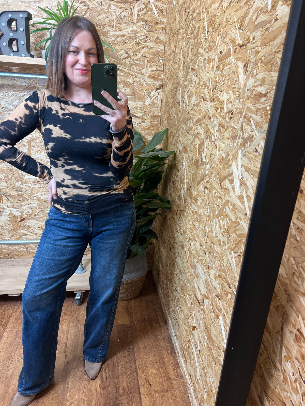 Abstract Print Cashmere Mix Top