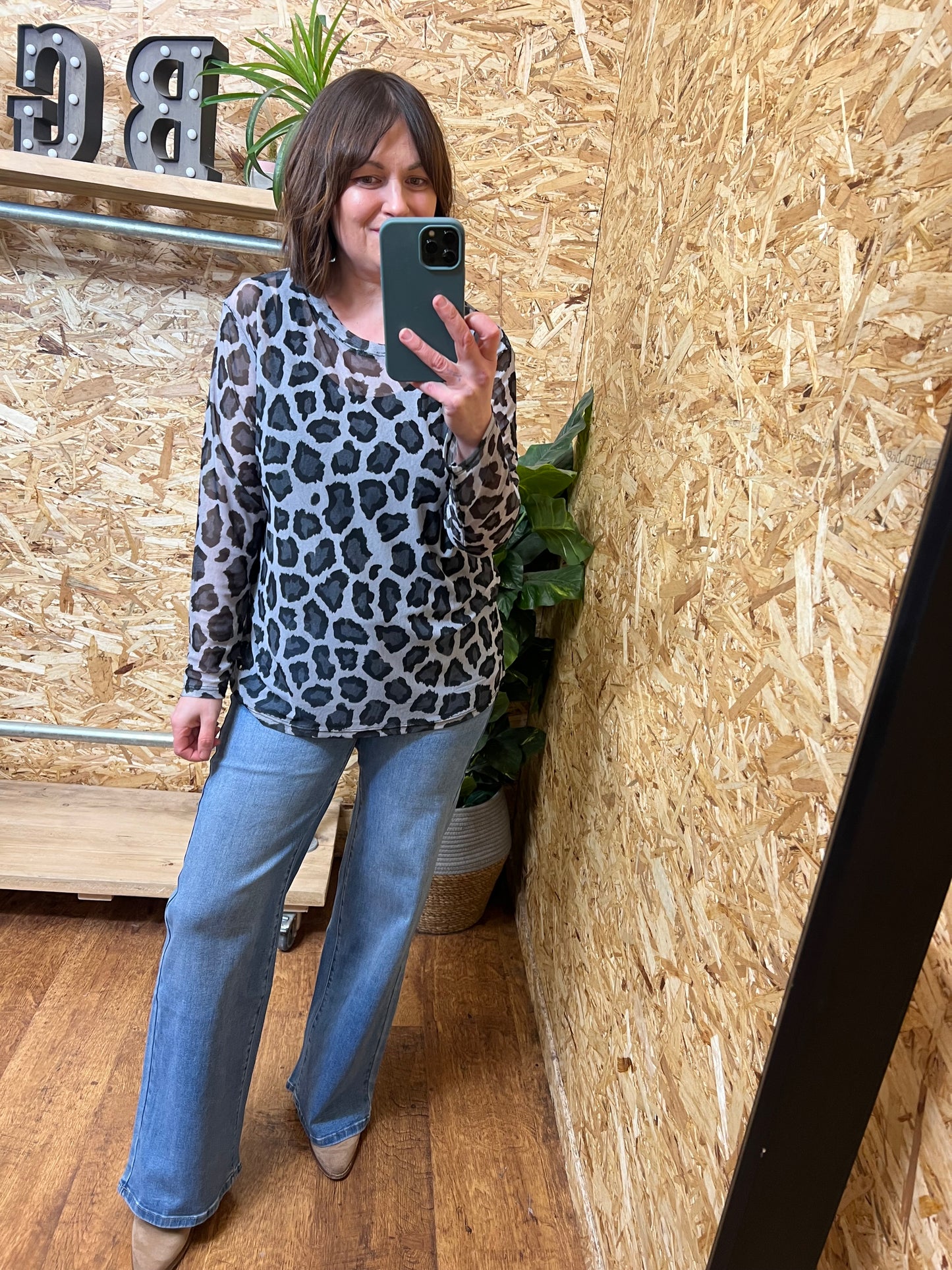 Lena Animal Print Mesh Top