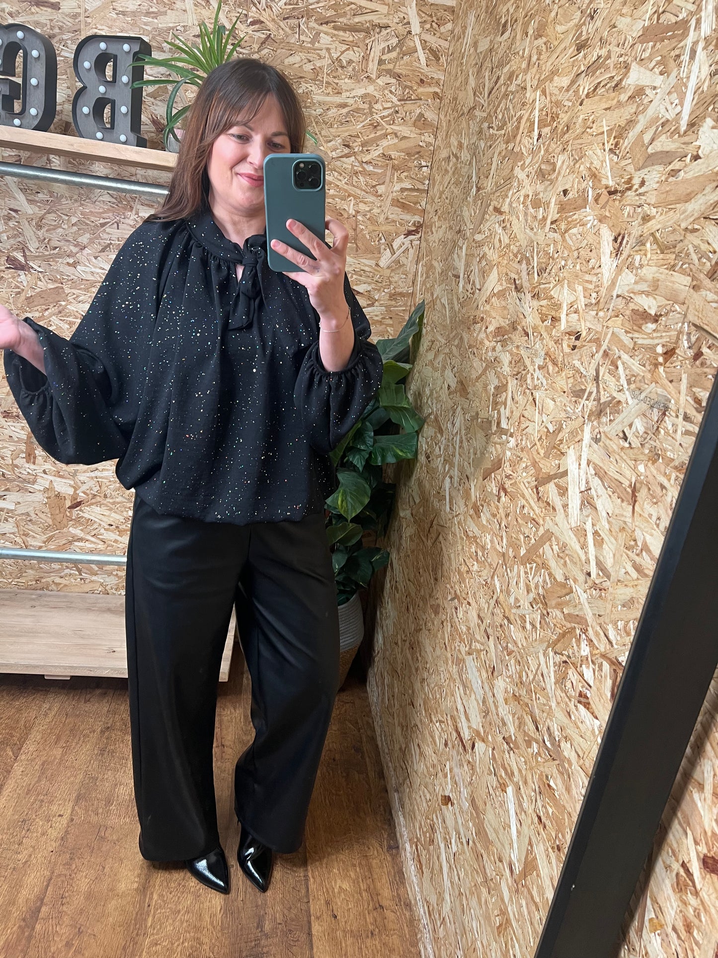 Sparkle Pussy Bow Blouse