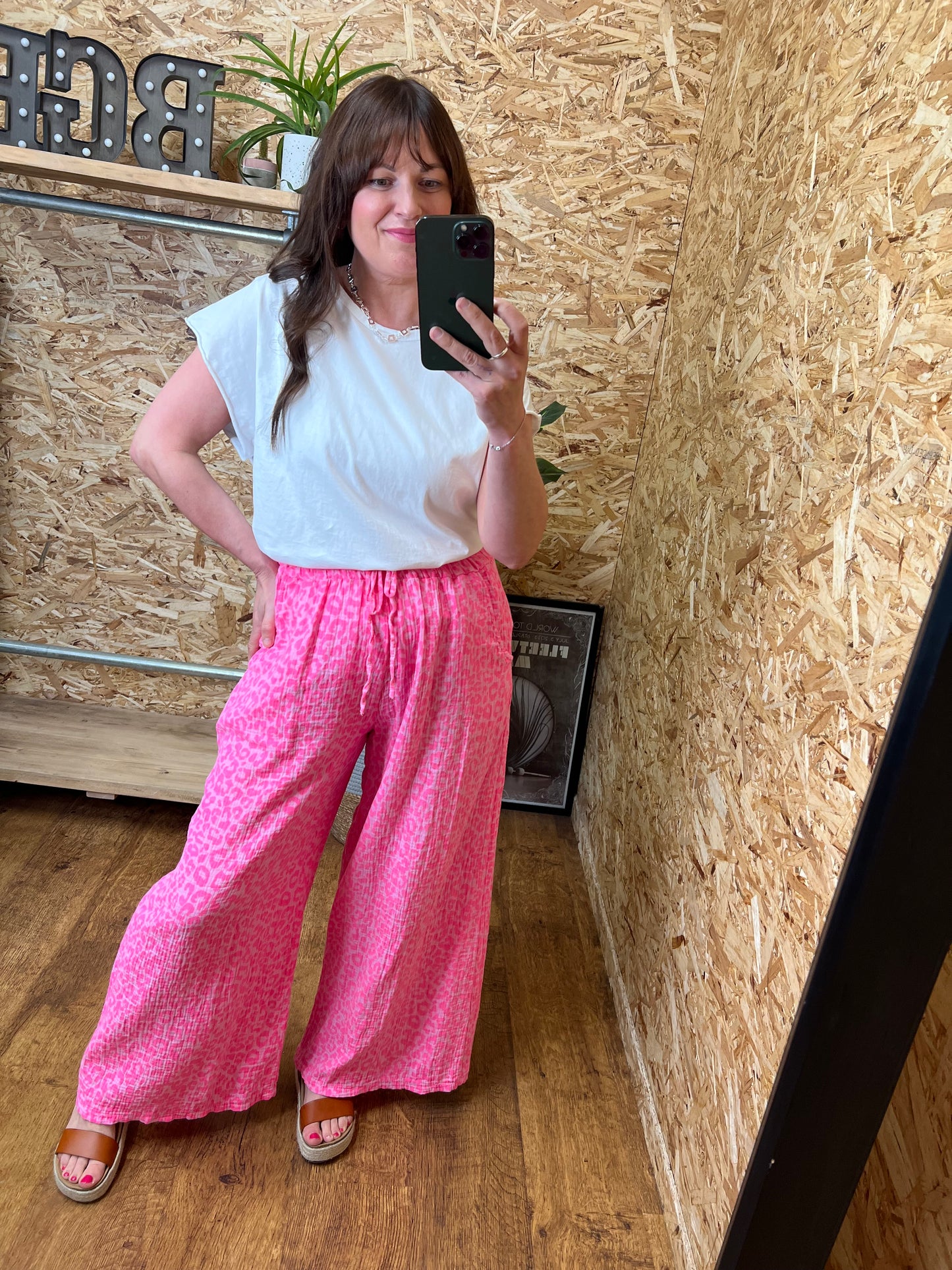 Leopard Cheesecloth Trousers