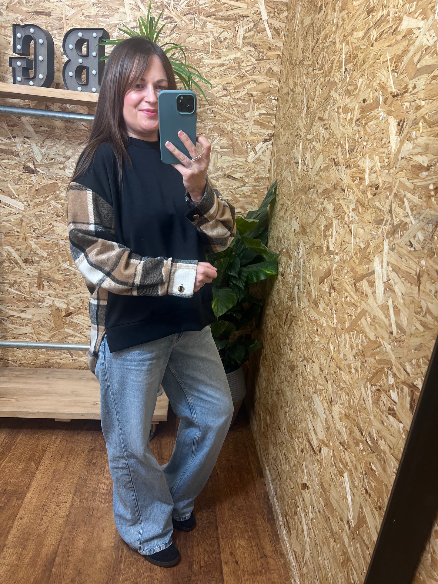 Checked Panel Sweatshirt