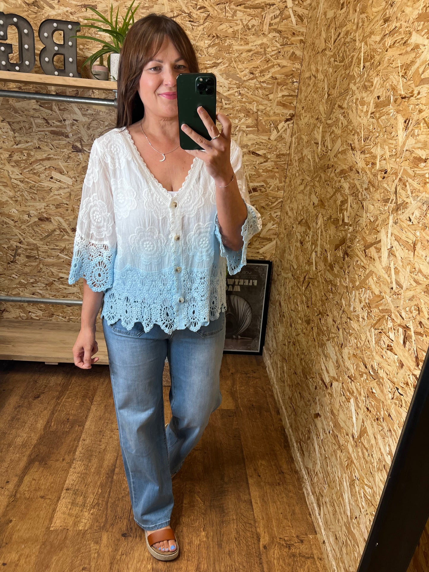 Talia Ombre Button Top