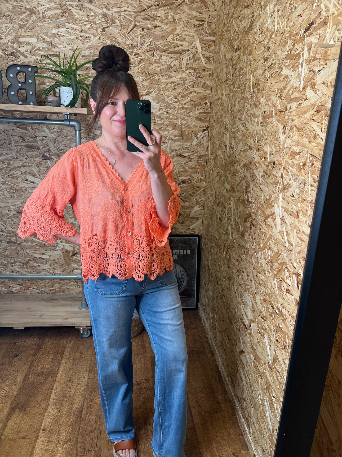 Lana Crochet Button Top